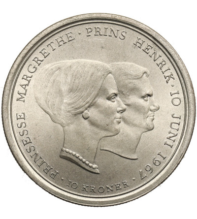 Dania, Fryderyk IX (1947–1972). 10 koron 1967 C-S, Ślub księżniczki Małgorzaty i Henrika