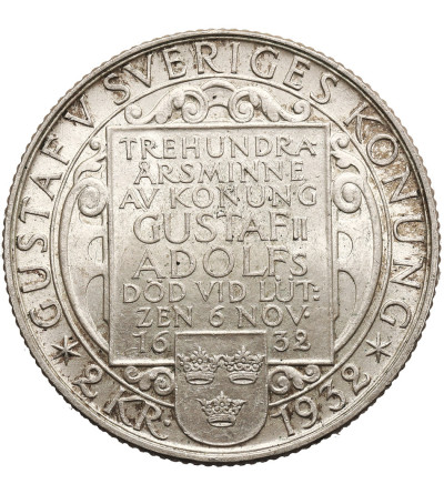 Szwecja, Gustaw V (1907–1950). 2 korony (Kronor) 1932, 300 Rocznica Śmierci Gustawa II Adolfa pod Lützen
