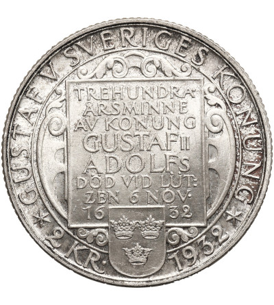 Szwecja, Gustaw V (1907–1950). 2 korony (Kronor) 1932, 300 Rocznica Śmierci Gustawa II Adolfa pod Lützen