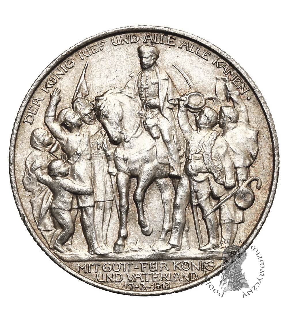 Niemcy, Prusy, Wilhelm II (1888–1918). 2 marki 1913, 100 rocznica przystąpienia Prus do wojny przeciwko Francji (17.03.1813)