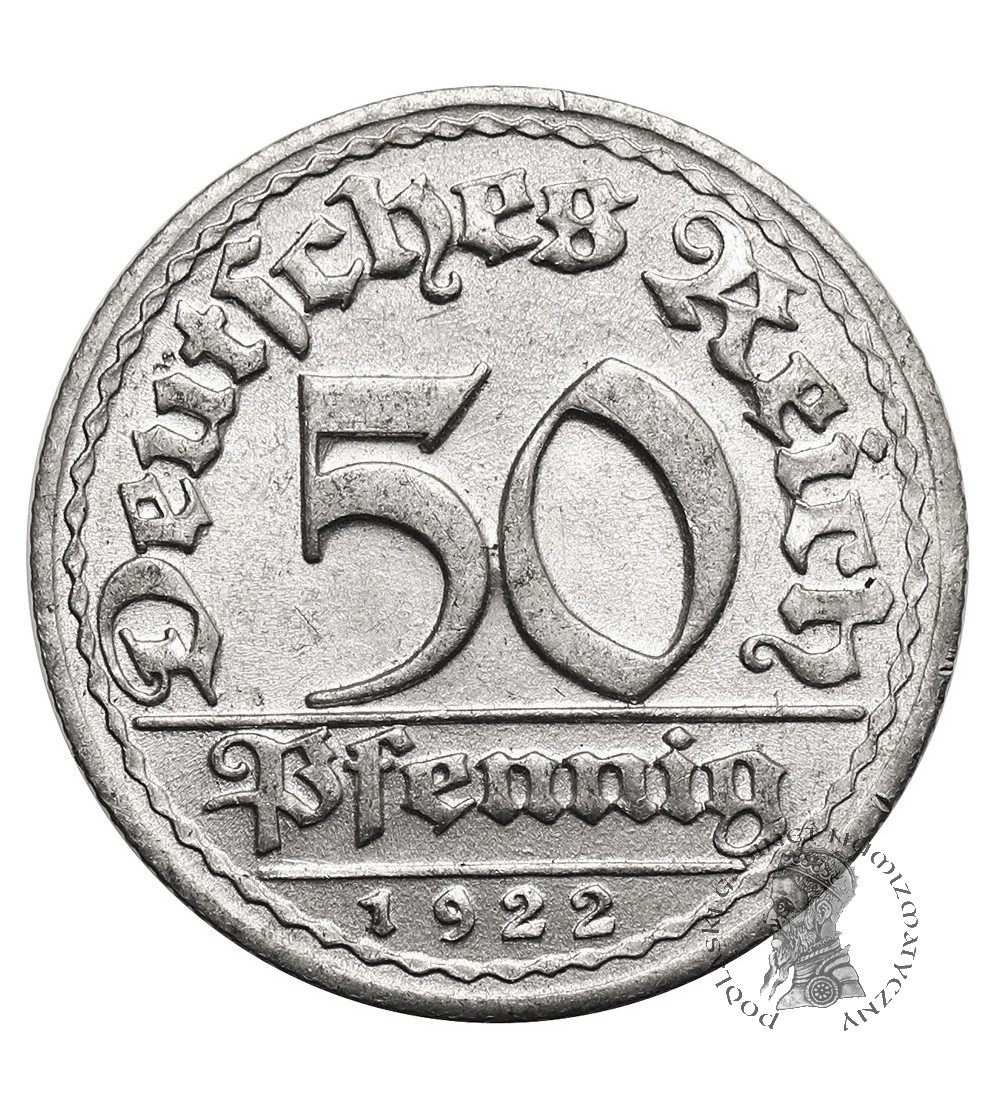 Niemcy, Republika Weimarska (1918 - 1933). 50 fenigów 1922 D, Monachium