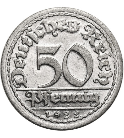 Germany, Weimar Republic (1918 - 1933). 50 Pfennigs 1922 G, State Mint of Karlsruhe / State Mints of Baden-Württemberg