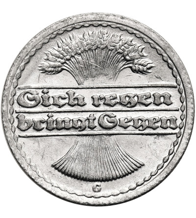 Niemcy, Republika Weimarska (1918 - 1933). 50 fenigów 1922 G, Mennica Krajowa w Karlsruhe / Mennice Krajowe w Badenii-Wirtembergii