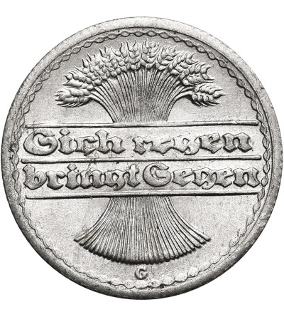 Niemcy, Republika Weimarska (1918 - 1933). 50 fenigów 1922 G, Mennica Krajowa w Karlsruhe / Mennice Krajowe w Badenii-Wirtembergii
