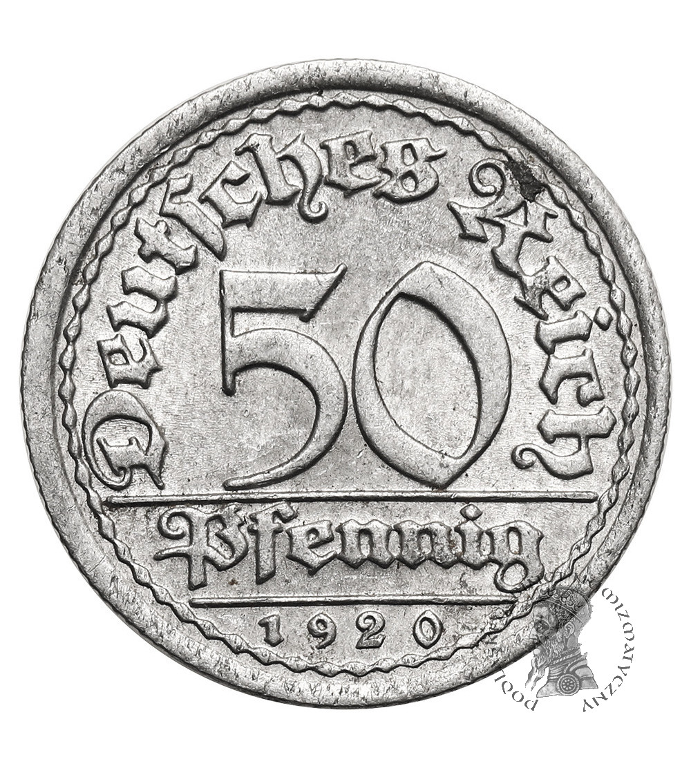 Germany, Weimar Republic (1918 - 1933). 50 Pfennigs 1920 F, State Mint of Stuttgart