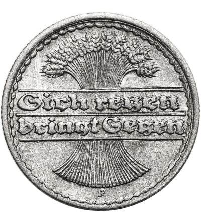 Germany, Weimar Republic (1918 - 1933). 50 Pfennigs 1921 F, State Mint of Stuttgart - Mint error / Double die