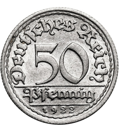 Germany, Weimar Republic (1918 - 1933). 50 Pfennigs 1922 F, State Mint of Stuttgart