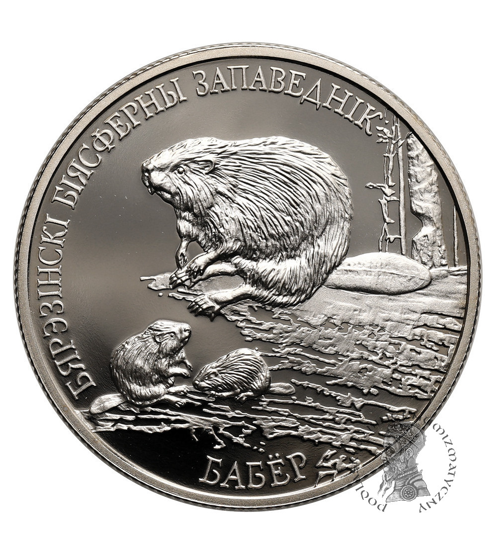 Białoruś. 1 rubel 2002, Bóbr, Rezerwat Przyrody Biosfery Bereziński - Prooflike