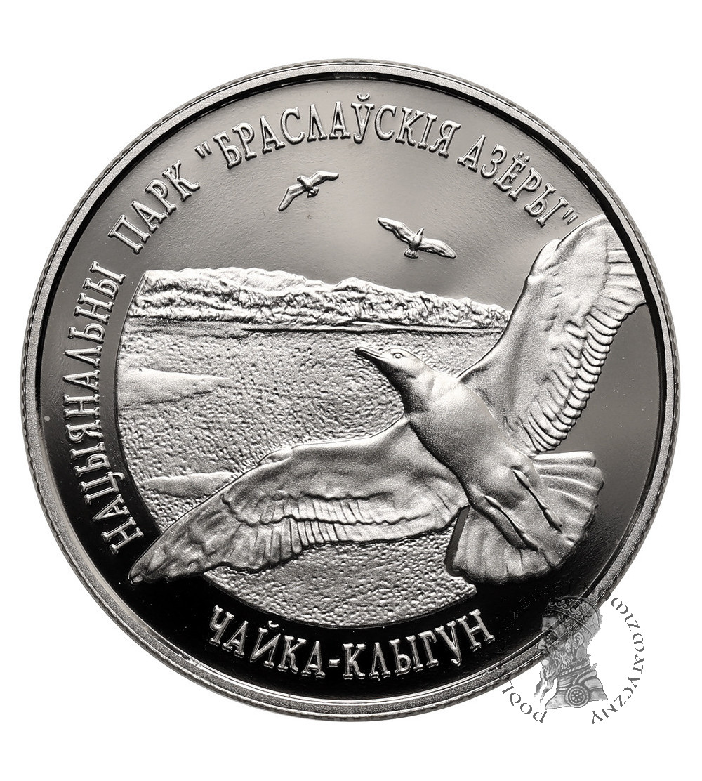 Białoruś. 1 rubel 2003, Mewa srebrzysta, Park Narodowy Jezior Brasławskich - Prooflike