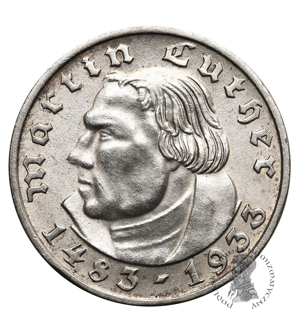 Germany, Third Reich. 2 Mark 1933 F, Martin Luther