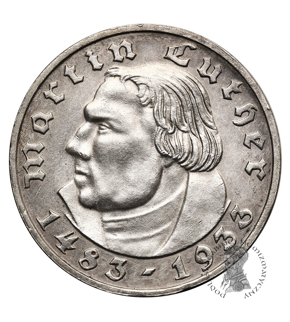 Germany, Third Reich. 2 Mark 1933 F, Martin Luther