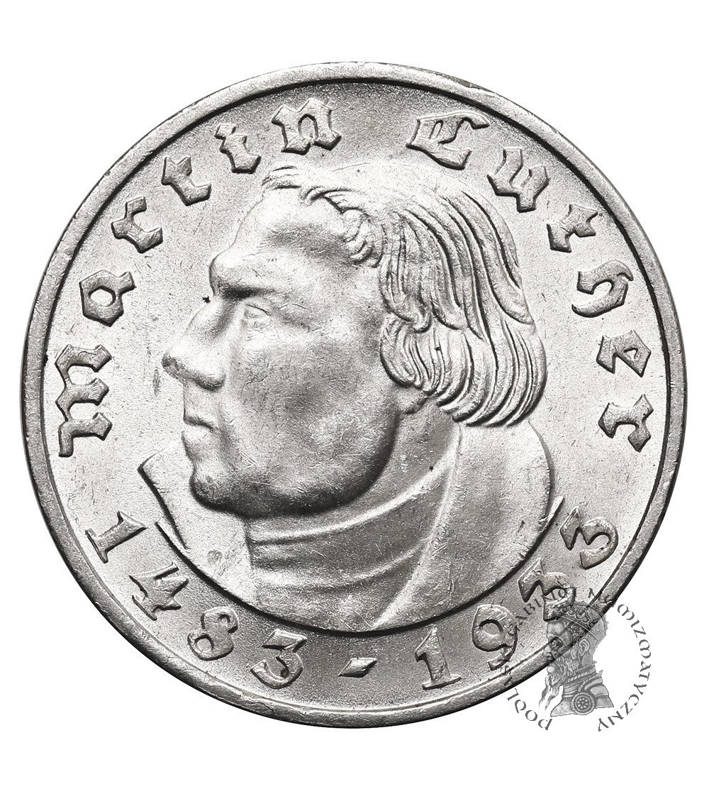 Germany, Third Reich. 2 Mark 1933 F, Martin Luther
