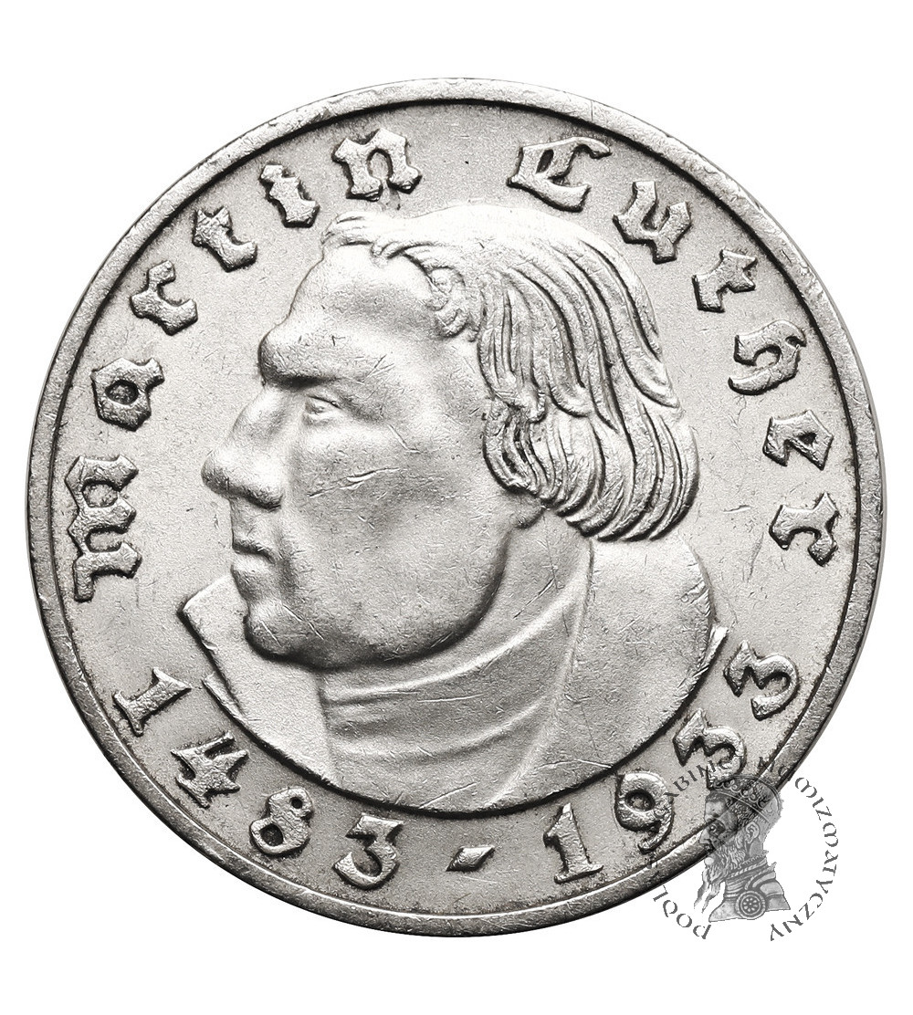 Niemcy, III Rzesza. 2 marki 1933 D, Martin Luther