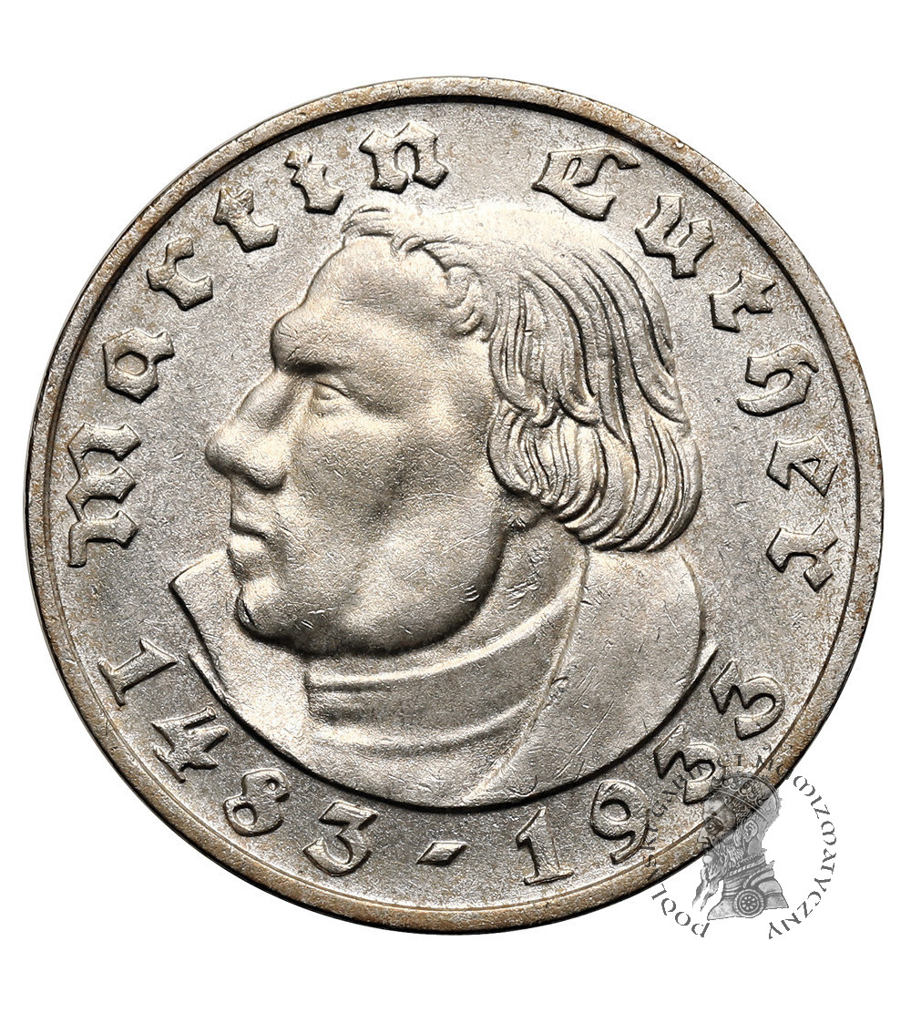 Germany, Third Reich. 2 Mark 1933 D, Martin Luther