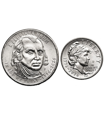 USA. Set 10 and 25 Cents 2026, 250 Years of America