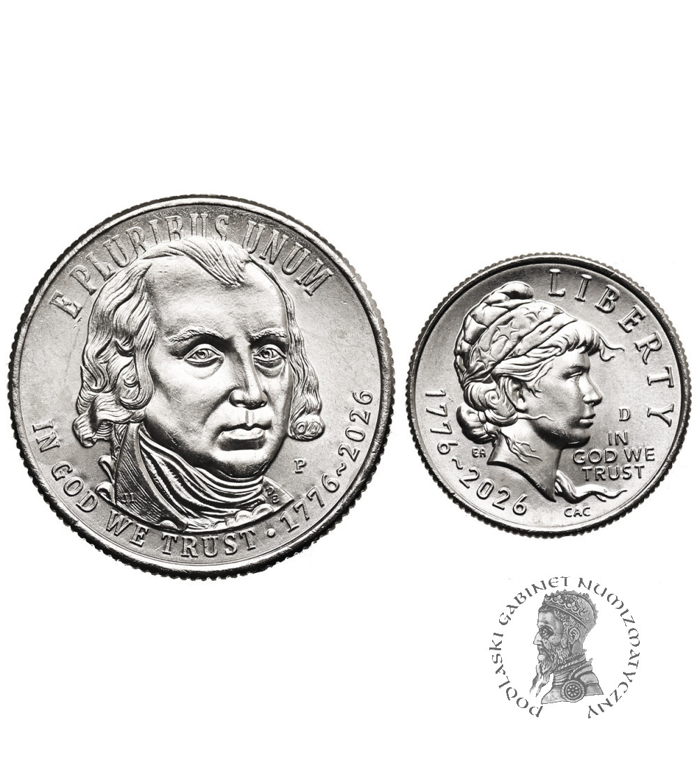 USA. Set 10 and 25 Cents 2026, 250 Years of America