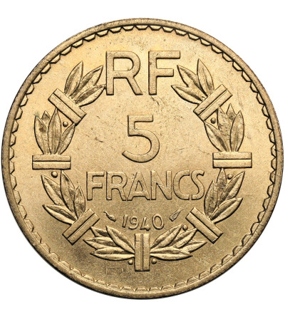 Francja, Trzecia Republika 1871 - 1940. 5 franków 1940, Lavrillier