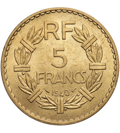 France, Third Republic 1871 - 1940. 5 Francs 1940, Lavrillier