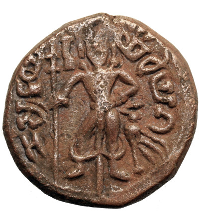 India, Yaudheyas. Post-Mauryan, Tribal Republics of North India, Circa 2nd-4th cent, Punjab-Haryana region. Bronze / AE Tetradrachm