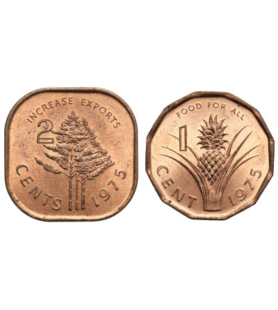 Suazi / Swaziland, Sobhuza II (1968-1982). 1 i 2 centy 1975 F.A.O.