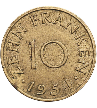 Niemcy, Saarland, Protektorat francuski (1947–1956). 10 franków (Franken) 1954