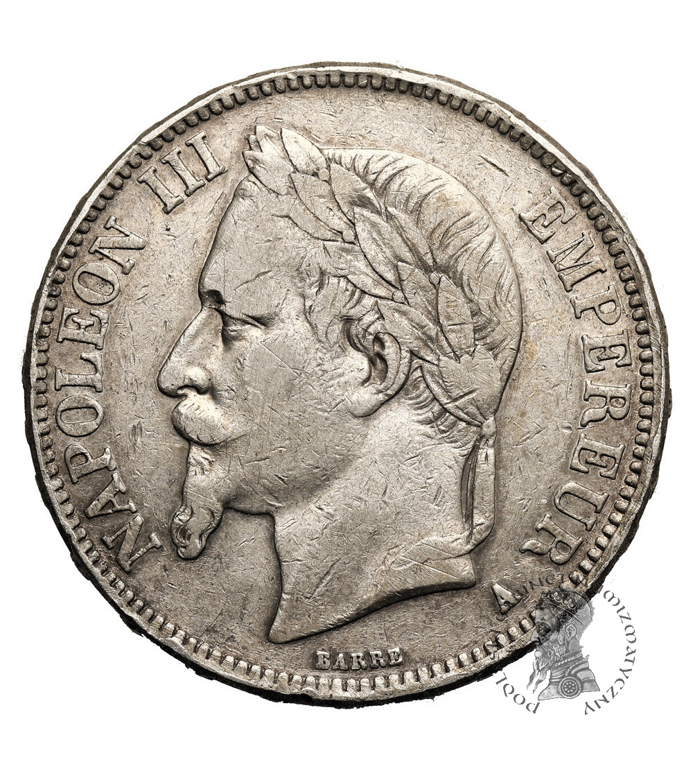 Francja, Napoleon III (1852-1870). 5 franków 1867 A, Paryż