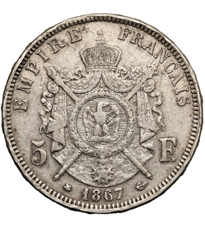 Francja, Napoleon III (1852-1870). 5 franków 1867 A, Paryż