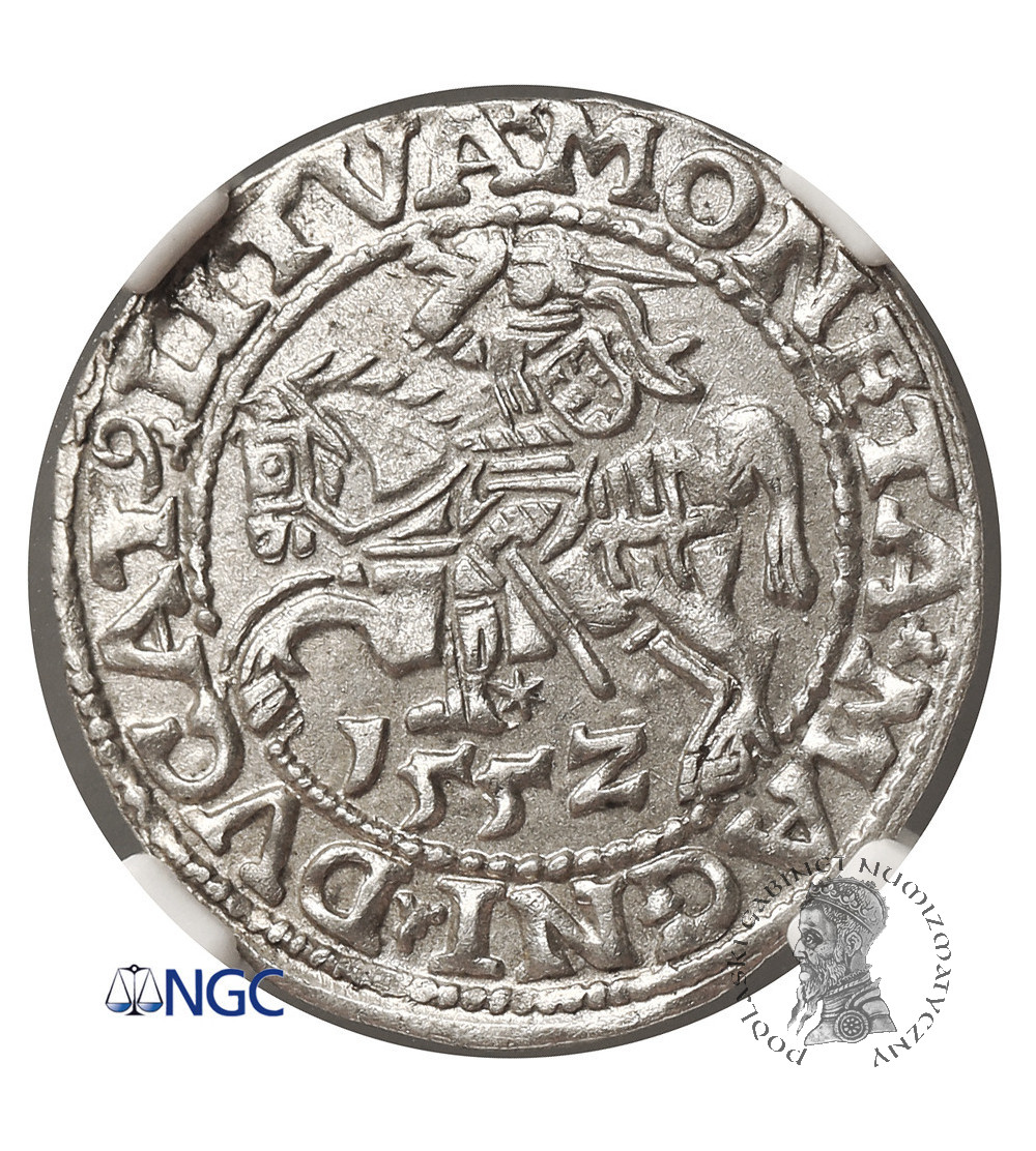 Polska / Litwa, Zygmunt II August 1545-1572. Półgrosz litewski (1/2 grosza) 1552, Wilno - NGC MS 63
