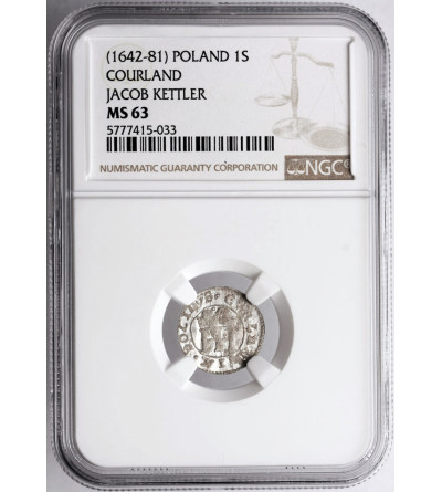 Kurlandia, Jakub Kettler 1642-1680. Szeląg bez daty, mennica Mitawa - NGC MS 63