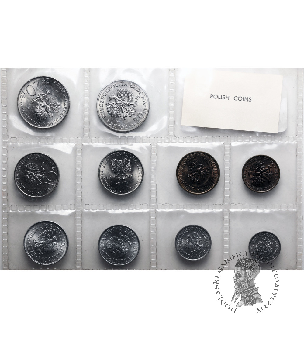 Polska, PRL (1952–1989). Zestaw monet emitowanych w 1975 r., 10 sztuk