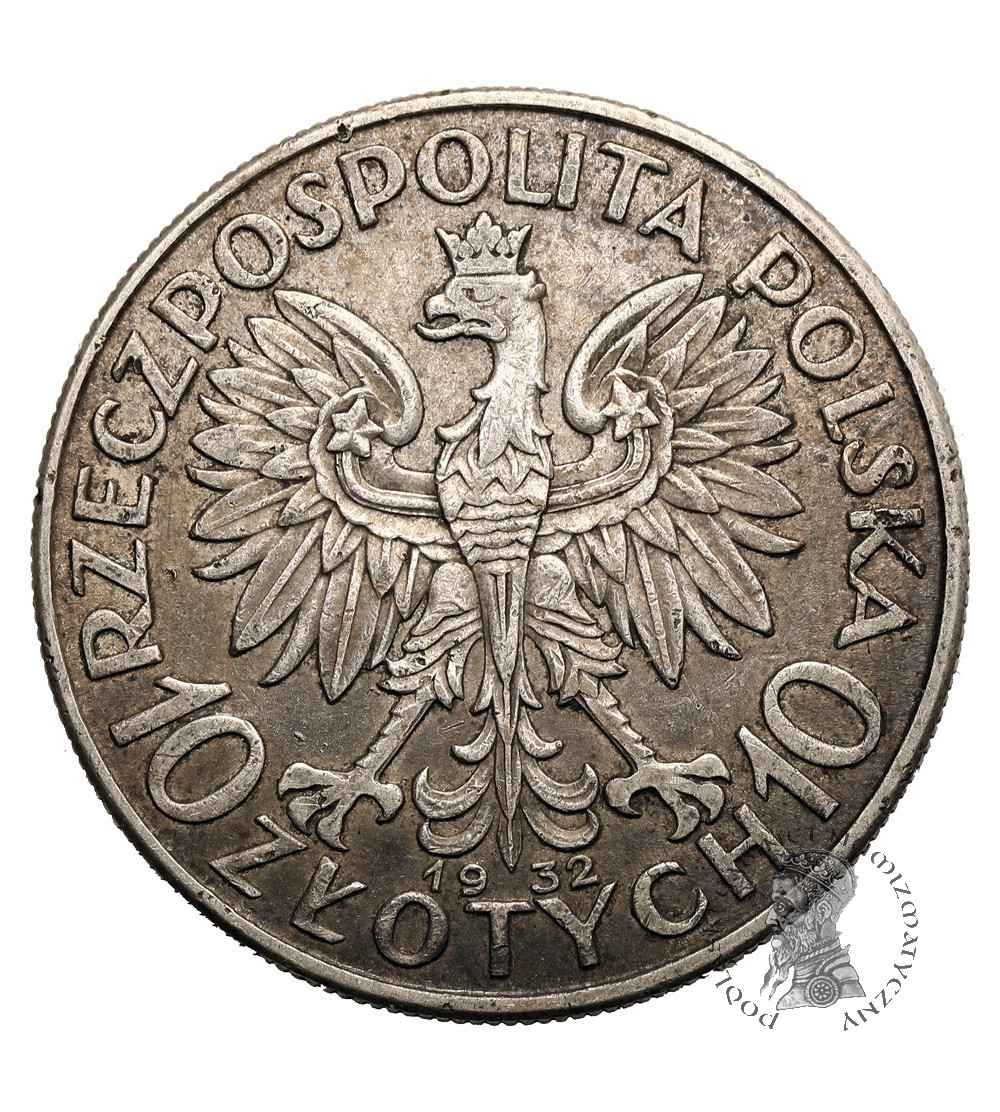 Poland. 10 Zlotys 1932, London - without mint mark, woman`s head