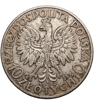 Poland. 10 Zlotys 1932, London - without mint mark, woman`s head