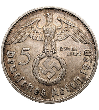Germany, Third Reich (1933–1945). 5 Mark 1938 G, Karlsruhe, Paul von Hindenburg
