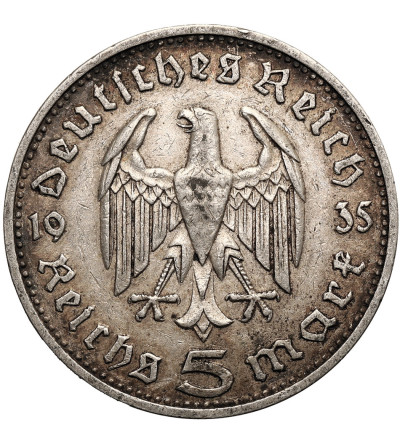 Niemcy, III Rzesza (1933-1945). 5 marek (Reichsmark) 1935 D, Monachium, Paul von Hindenburg