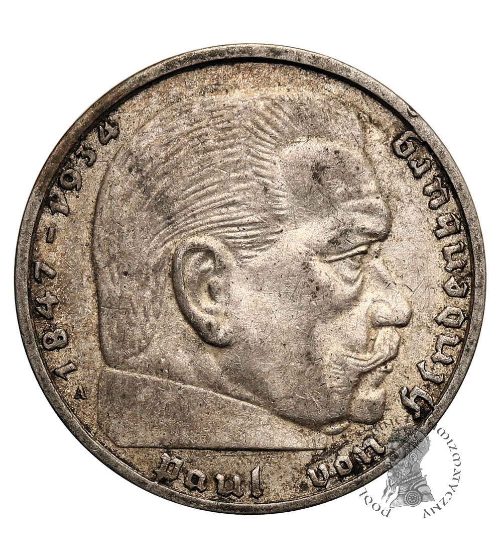 Germany, Third Reich (1933–1945). 2 Mark (Reichsmark) 1939 A, Berlin, Paul von Hindenburg