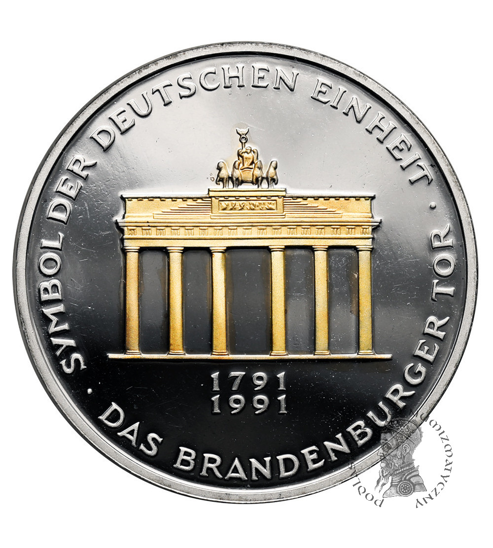 Germany. 10 Mark 1991 A, Berlin, 200th Anniversary of Brandenburg Gate in Berlin - Gold-plated coin