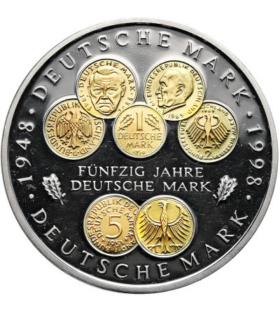 Germany. 10 Mark 1998 D, Munich, 50th anniversary of the introduction of the German Mark - Gold-plated coin