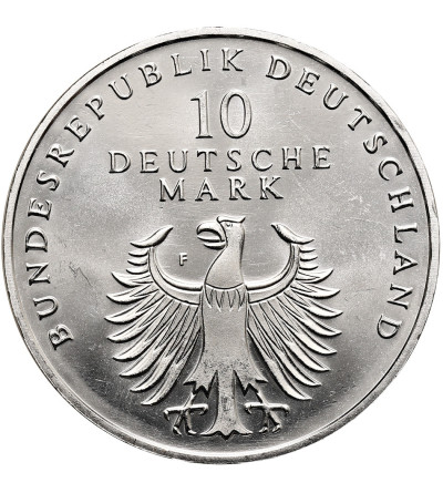 Niemcy. 10 marek 1998 F, Stuttgart, 50. rocznica wprowadzenia marki niemieckiej - moneta platerowana złotem