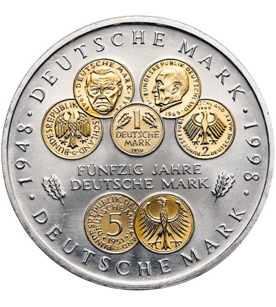 Germany. 10 Mark 1998 F, Stuttgart, 50th anniversary of the introduction of the German Mark - Gold-plated coin