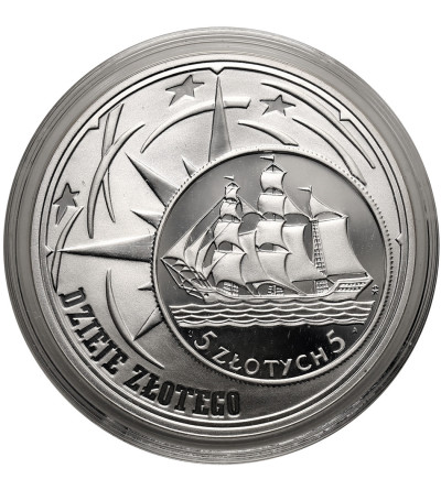 Poland. 10 Zlotys 2005, History of Zloty (5 Zlotys), Sailing Ship - Proof