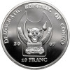 Kongo, Republika Demokratyczna. 10 franków 2007, Nosorożec, Seria: Zagrożone gatunki dzikich zwierząt - Proof