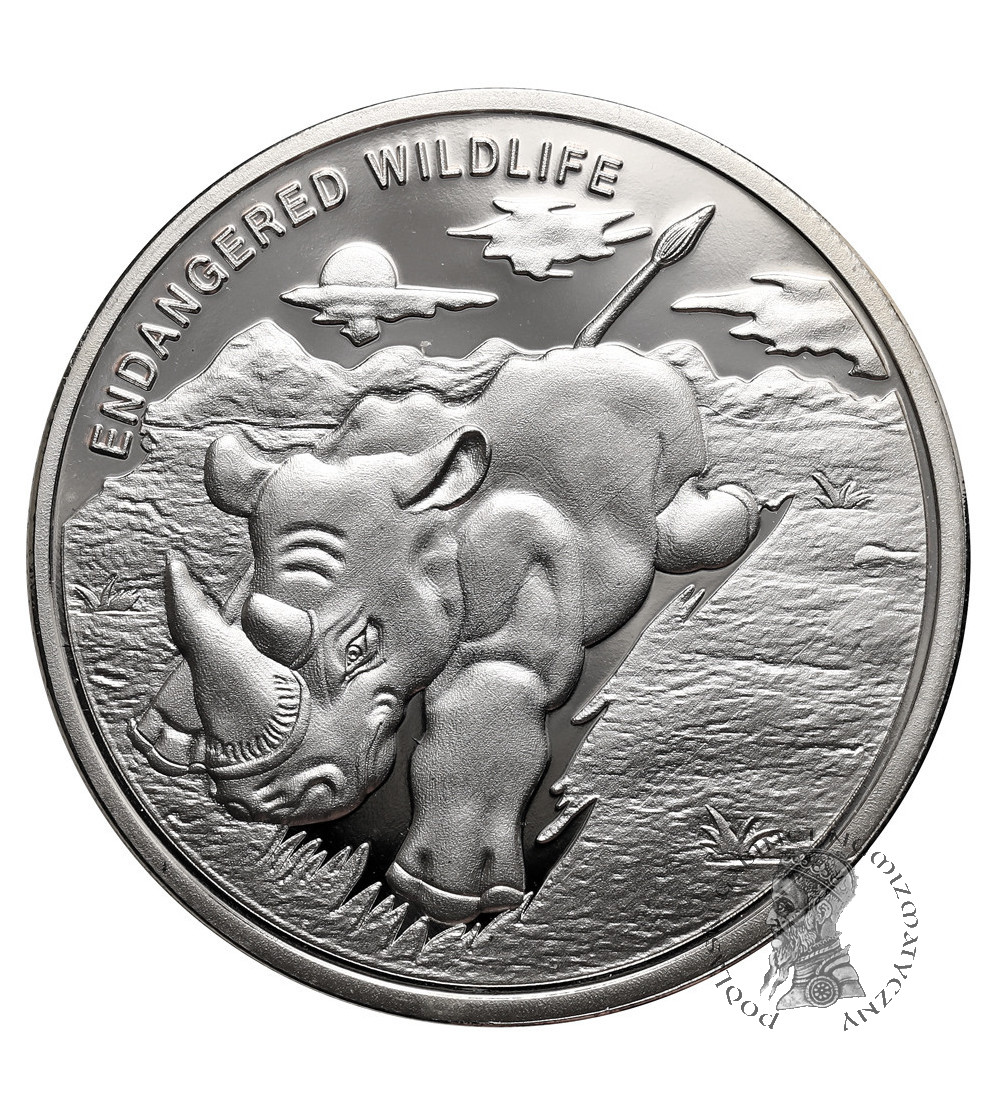 Democratic Republic of the Congo. 10 Franc 2007, Rhinoceros, Series: Endangered Wildlife Species - Proof