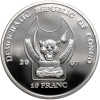Kongo, Republika Demokratyczna. 10 franków 2007, Hipopotam, Seria: Zagrożone gatunki dzikich zwierząt - Proof