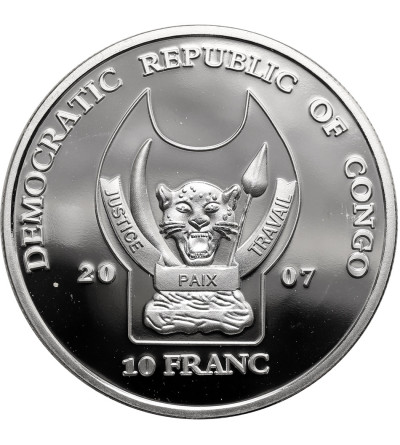 Democratic Republic of the Congo. 10 Franc 2007, Cheetah, Series: Endangered Wildlife Species - Proof