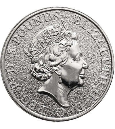 Great Britain, Elizabeth II (1952–2022). 5 Pounds 2017, Griffin of Edward III, series: The Queen’s Beasts - Ag 2 Oz .9999