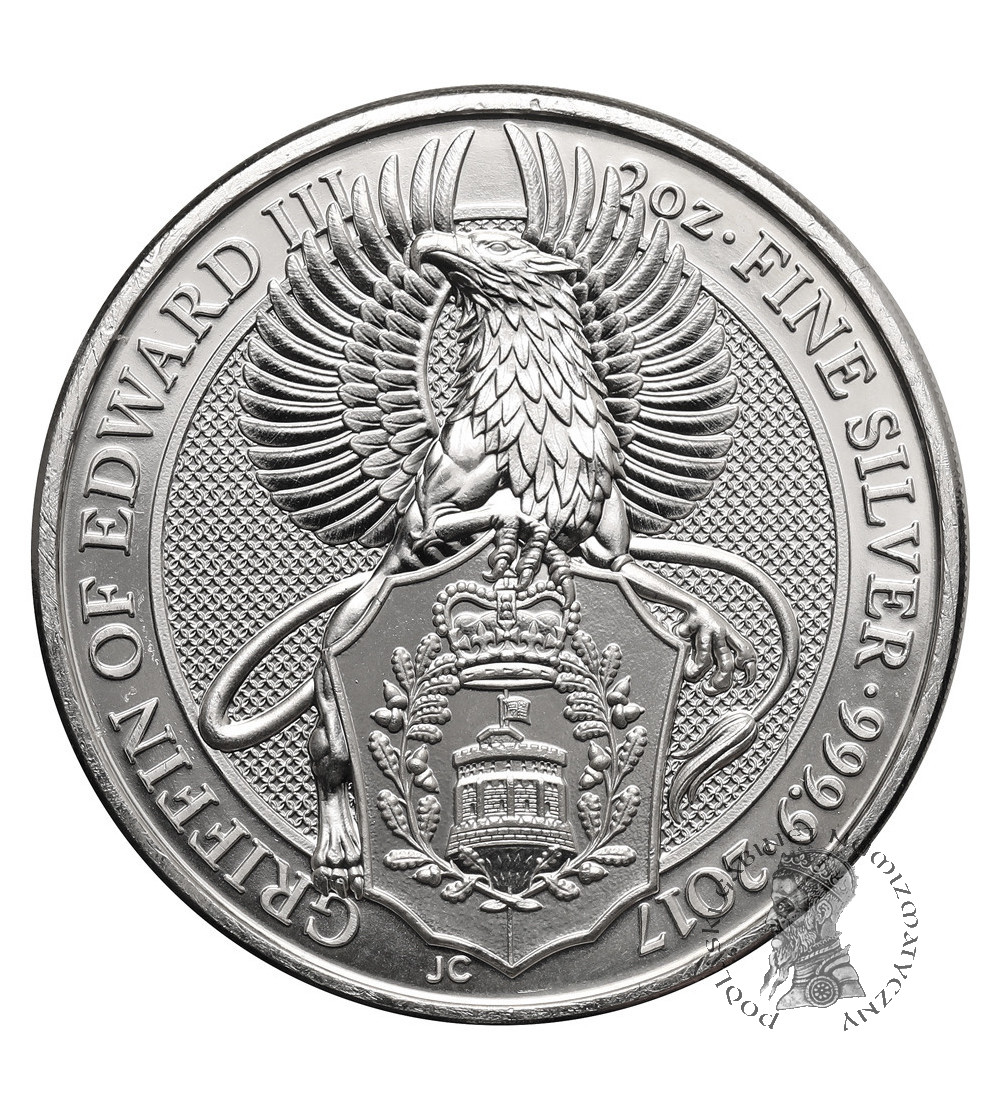 Great Britain, Elizabeth II (1952–2022). 5 Pounds 2017, Griffin of Edward III, series: The Queen’s Beasts - Ag 2 Oz .9999