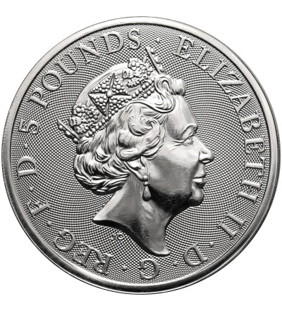 Great Britain, Elizabeth II (1952–2022). 5 Pounds 2018, Unicorn of Scotland, series: The Queen’s Beasts - Ag 2 Oz .9999