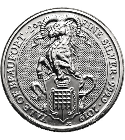 Wielka Brytania, Elżbieta II (1952-2022). 5 funtów 2019, Yale Beaufortów, seria: Bestie Królowej - Ag 2 Oz .9999