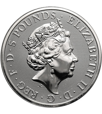 Wielka Brytania, Elżbieta II (1952-2022). 5 funtów 2019, Yale Beaufortów, seria: Bestie Królowej - Ag 2 Oz .9999