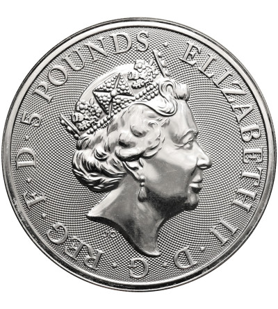 Wielka Brytania, Elżbieta II (1952-2022). 5 funtów 2019, Sokół Plantagenetów, seria: Bestie Królowej - Ag 2 Oz .9999